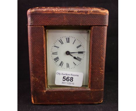 BRASS CARRIAGE CLOCK IN CASE WITH KEY