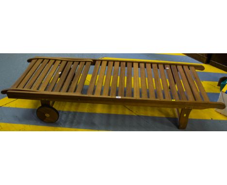 WOODEN SUN LOUNGER WITH CUSHION