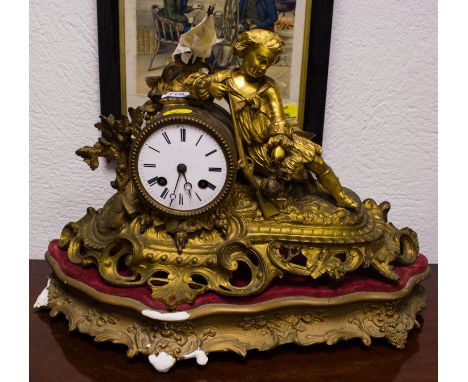 ORNATE MANTLE CLOCK WITH BAY ON PLINTH