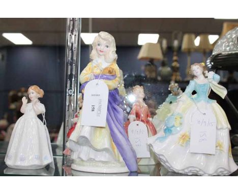 GROUP OF FOUR ROYAL DOULTON FIGURINE AND A ROYAL WORCESTER FIGURINE
including Royal Doulton 'Valerie' HN2107, Royal Doulton '