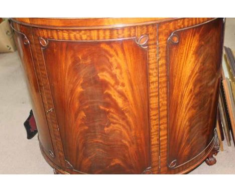 REPRODUCTION MAHOGANY DEMI LUNE LOUNGE COMMODE CUPBOARD