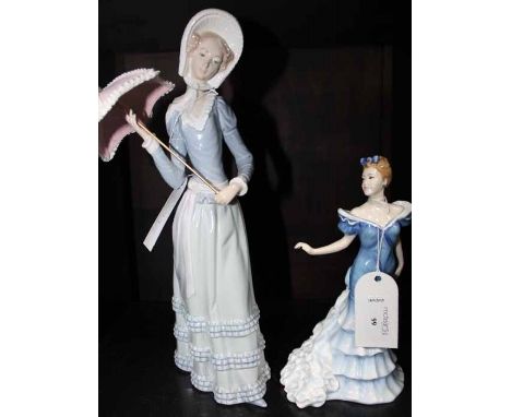 ROYAL DOULTON FIGURE OF CENTRE STAGE
HN3861, together with a Lladro figure of a woman holding a parasol, 33cm high