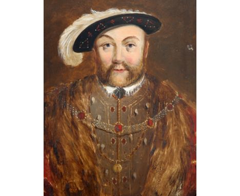 BRITISH SCHOOL (19TH CENTURY), PORTRAIT OF HENRY VIII, oil on panel, in an octagonal frame. 23cm by 19cm
CONDITION REPORTAppe