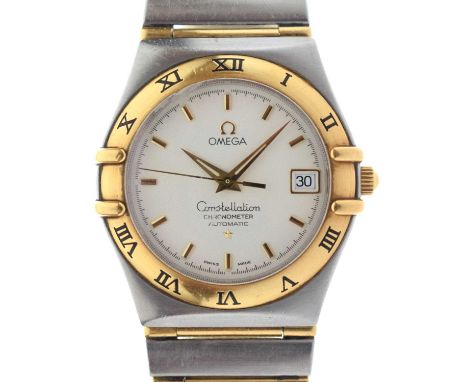 Omega - Gentleman's Constellation Chronometer Automatic two-tone stainless steel bracelet watch, the white dial with applied 