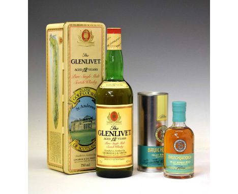 Glenlivet pure single malt scotch whisky, aged 12 years, one bottle in a 'St. Andrews, Classic Golf Courses of Scotland' pres