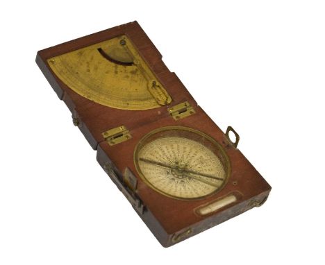 Bristol Interest - George IV or William IV mahogany-cased pocket surveying compass clinometer by John Braham, Bristol, circa 