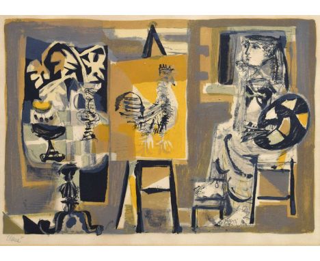 Antoni Clavé (Spanish, 1913-2005) - Signed lithograph - 'Le Femme-Peintre Au Coq', signed in pencil lower left, 31cm x 45cm, 