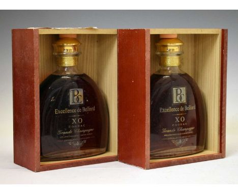 L'Excellence de Belliard Grande Champagne XO Cognac, limited edition of 170 bottles, two bottles each in wooden presentation 