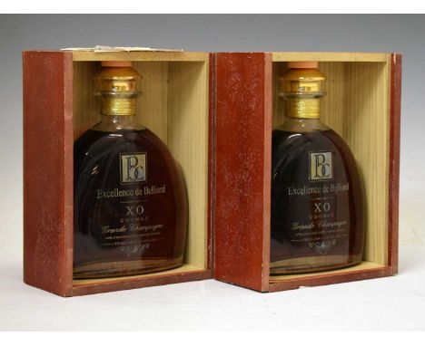 L'Excellence de Belliard Grande Champagne XO Cognac, limited edition of 170 bottles, two bottles each in wooden presentation 