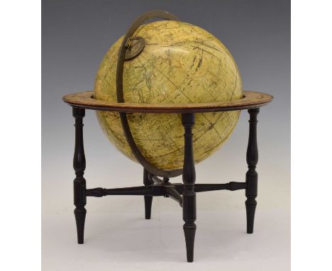Early 19th century 12-inch terrestrial table or library globe, circa 1820, of twelve printed gores on a plaster sphere, circu