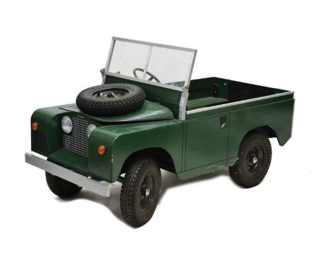 Toylander II kit built battery operated electric toy Land Rover, wooden in construction with rubber tyres and other features 