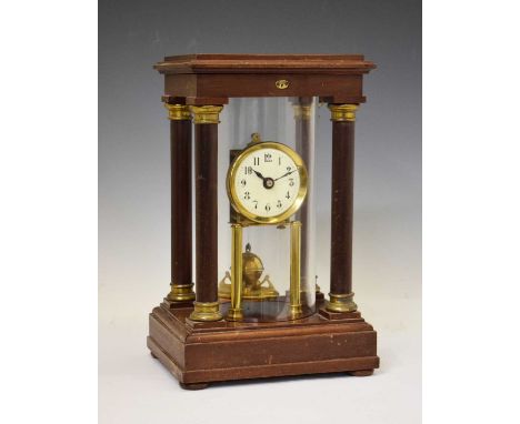Gustav Becker - Early 20th century mahogany-cased 'anniversary' or torsion portico clock, with cream Arabic dial and single-t