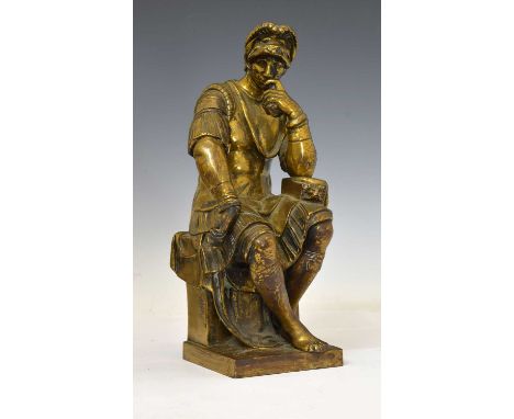 After Michelangelo, (1475-1564) - 19th century 'Grand Tour' souvenir bronze of Lorenzo De Medici, Duke of Urbino, after the o