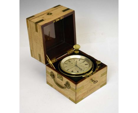 Victorian mahogany cased brass-bound marine chronometer, with 3.75-inch silvered Roman dial signed 'Joseph Heming &amp; Co, L