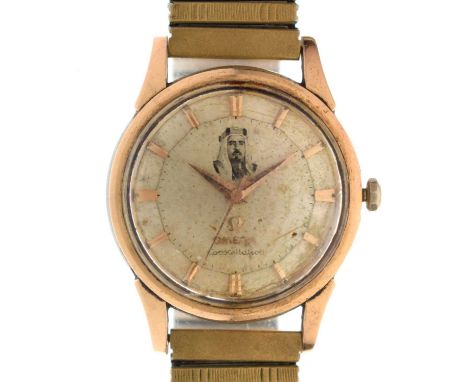 Omega - Rare 1960s Constellation bracelet watch, ref. 14381 61 SC, the champagne dial with applied gilt baton hour markers wi