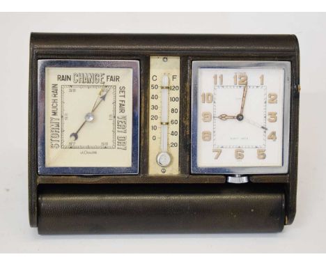 LeCoultre for Asprey - Art Deco desk / travel compendium (weather station), the Centigrade and Fahrenheit thermometer flanked