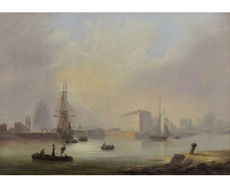 Nicholas Condy (British, 1799-1857) - Oil on canvas - The entrance to Cumberland Basin, Hotwells, Bristol, seen from the sout