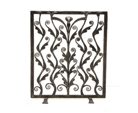 James Horrobin (b.1946) for Doverhay Forge Studios, Somerset - Wrought iron fire screen, worked with open scrolling stylised 