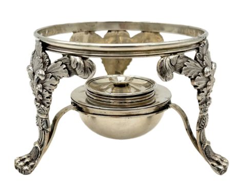  A George IV silver spirit kettle standon, London, hallmarked 1823, makers makers mark W.E., possibly William Edwards  on tri