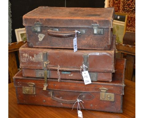 Three vintage suitcases/travel cases, circa early 20th century (3)