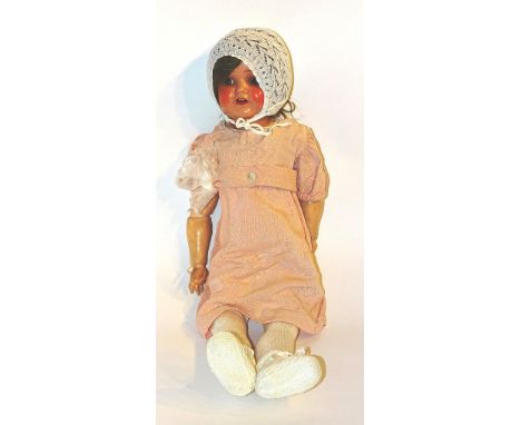 A vintage German bisc doll by Heubach Koppelsdorf, no.2422, signed to back of neck, 68cm high