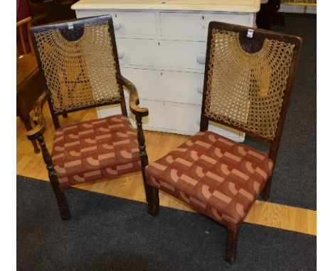 Two vintage Bergere chairs, 85cm high (2)