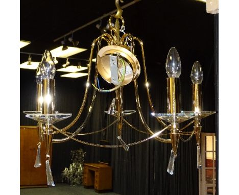 A modern brass effect five branch ceiling light, 38cm high (matches lot 166)