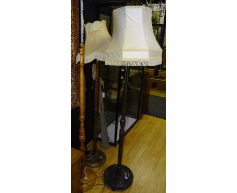 Three vintage floor lamps, with two shades, 180cm high (3)