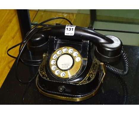 A vintage black telephone 'The Bell Telephone', by HFG Company, converted for modern use, 14cm high