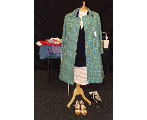 A quantity of vintage ladies clothing, to include 'Jaeger' wool jacket, 'Aquascutum' 3/4 length jacket, pair of Italian made 