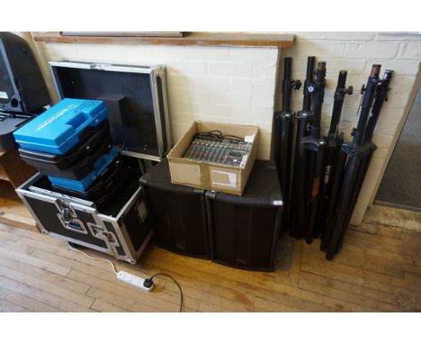 A good and comprehensive PA system, comprising - Behinger XENYX 1222 FX Premium 16-Input mixing deck, and Ohm LX-2 200 watt l