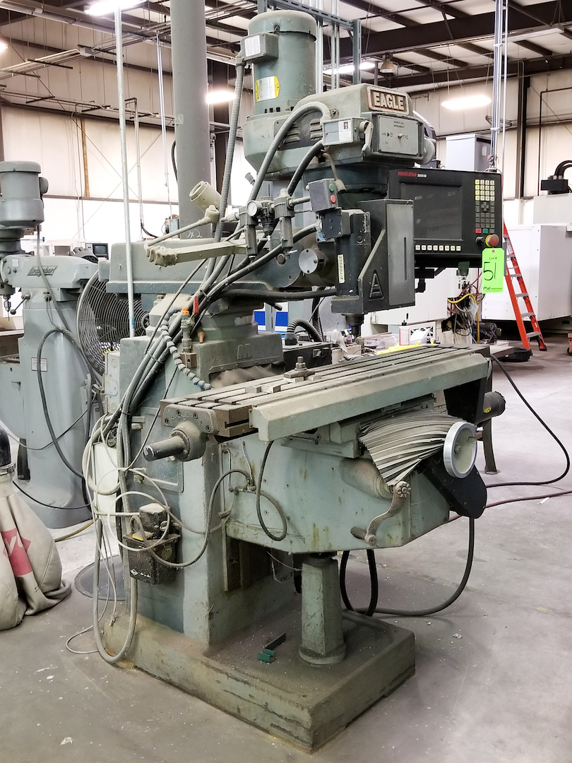 Eagle Milling Machine 3HP, 58" X 10" TSlotted Powered Table, 5" Stroke