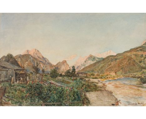 Rudolf von AltGesäuseeingang bei Admont1879Aquarell auf Papier; gerahmt28,5 x 44,5 cmSigniert links unten: R. AltBezeichnet u