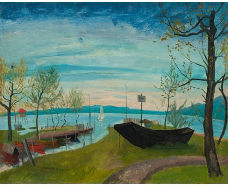Rudolf WackerBodenseelandschaft (Bilgeri-Bach im Frühling)1927Öl auf Papier auf Karton; gerahmt48 x 60 cmSigniert und datiert