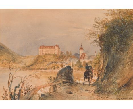 Rudolf von AltGrein an der Donau mit Schloß Greinburg1846Aquarell auf Papier; gerahmt15,4 x 22 cmSigniert und datiert rechts 