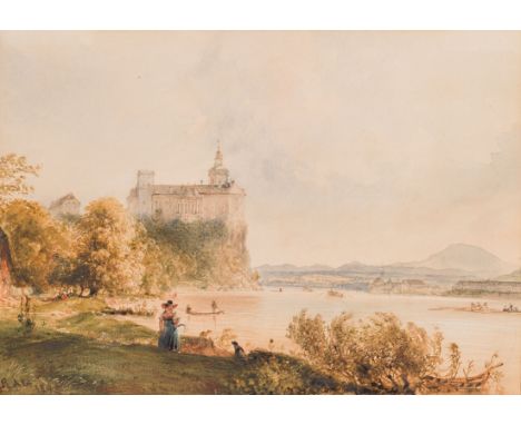 Rudolf von AltBlick auf Schloss Persenbeug und Ybbs an der Donau1845Aquarell auf Papier; gerahmt15,5 x 21,9 cmSigniert und da