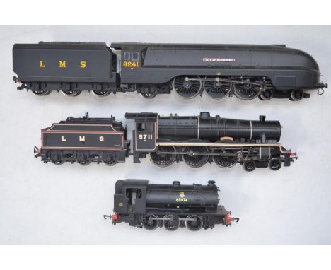 Three unboxed OO gauge electric steam locomotive models - Hornby R2270 LMS Black Coronation Class 6241 City Of Edinburgh, Bac
