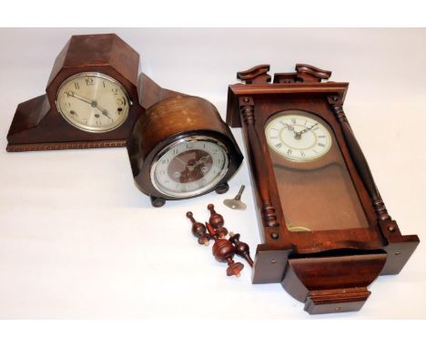 Kienzle - 1930's walnut chiming mantle clock, chrome plated bezel enclosing silvered Arabic dial, signed three train Westmins