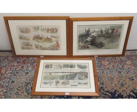 'Notes at The Waterloo Coursing Meeting' and 'Ware Wire' a montage of Hunting Scene vignettes after John Charlton three Sport