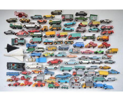 Large collection of vintage diecast vehicle models, various scales by Corgi, Matchbox, Lesney etc, incl. Corgi Batmobile (mis