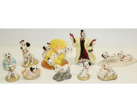 Royal Doulton Disney's 101 Dalmatians: Cruella De Vil DM1/2, Penny DM2, Penny and Freckles DM3, Rolly DM4, Pongo DM6, Perdita