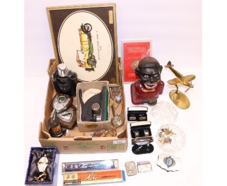 C19th style novelty money box H17.cm, Hero M1009 harmonica, 60th Anniversary medallion commemorating The Great War Armistice 