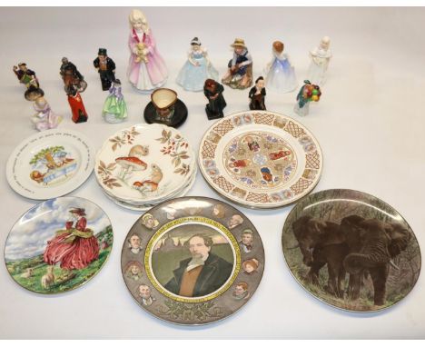 Royal Doulton figures: Faith HN3082 limited edition 578/9500, Bridesmaid HN2874, Balloon Seller HN2130, Top O' The Hill HN212