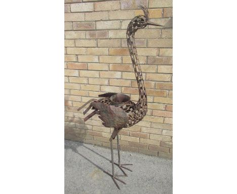 Openwork metal garden exotic bird planter, H153cm 