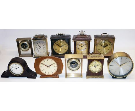 Metamec quartz battery operated bracket clock H21cm and eight other retro Metamec quartz battery operated mantle clocks 