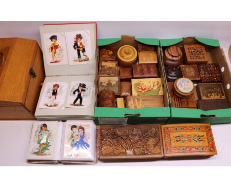 Large collection of mid-late C20th wooden trinket boxes including thuya wood, inlaid, and carved; large collection of Europea