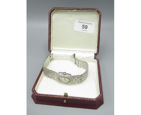 Rotary - lady's plated hand wound wristwatch, signed silvered dial with baton hour markers, two piece case on bark effect bra