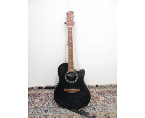 Applause by Ovation, Model No. AE 28M, 6 string electro-acoustic guitar, serial no. 3713012, with fitted Kaman tone and gain,