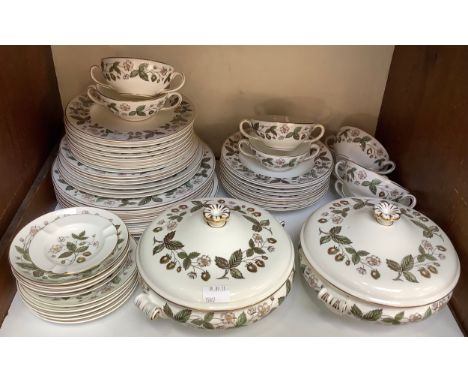 A 108-piece Wedgwood 'Strawberry Hill' part tea, coffee and dinner service comprising two tureens, egg cups, coffee cans, a c