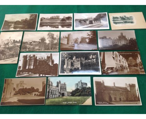 A box containing a substantial collection of nearly 700 standard-sized postcards of British castles ' mainly English, but als